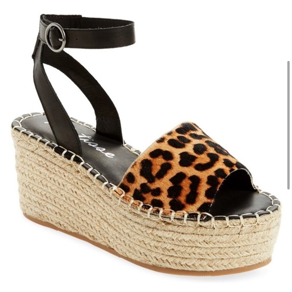 Matisse Trapeze Leopard Cheetah Print Platform Espadrille Pony Calf Hair Wedge - Picture 1 of 14